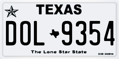 TX license plate DOL9354