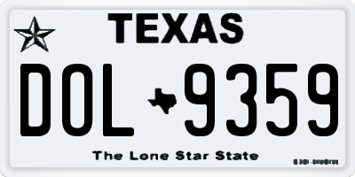 TX license plate DOL9359
