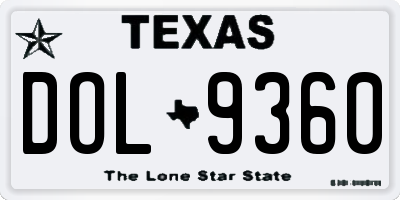 TX license plate DOL9360