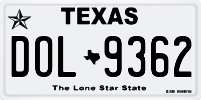 TX license plate DOL9362