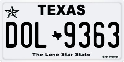 TX license plate DOL9363