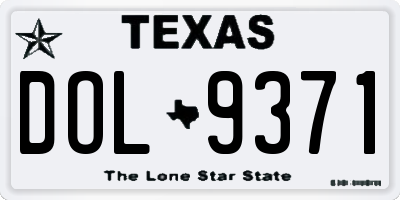 TX license plate DOL9371