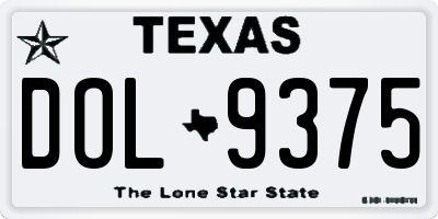TX license plate DOL9375