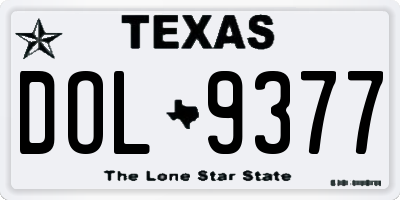 TX license plate DOL9377