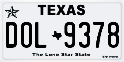TX license plate DOL9378