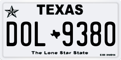 TX license plate DOL9380