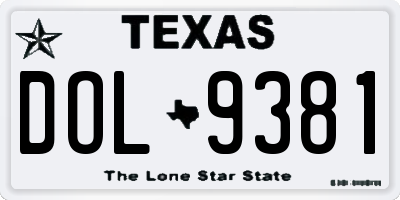 TX license plate DOL9381