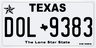 TX license plate DOL9383