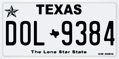 TX license plate DOL9384