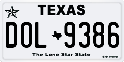 TX license plate DOL9386