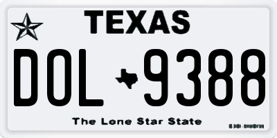 TX license plate DOL9388