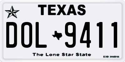 TX license plate DOL9411