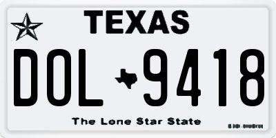 TX license plate DOL9418