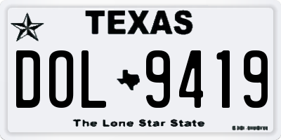 TX license plate DOL9419