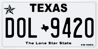 TX license plate DOL9420