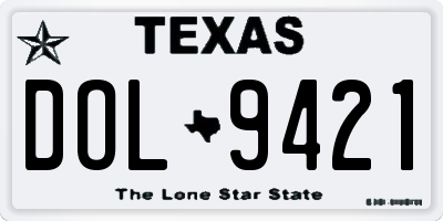 TX license plate DOL9421
