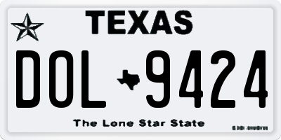 TX license plate DOL9424