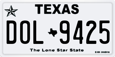TX license plate DOL9425