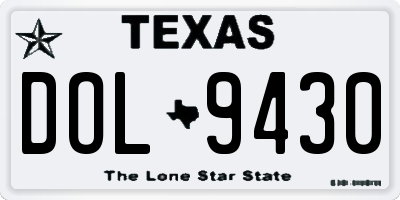 TX license plate DOL9430
