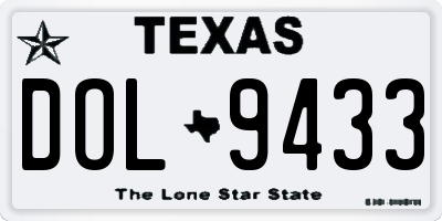 TX license plate DOL9433