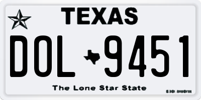 TX license plate DOL9451