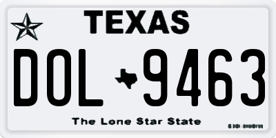 TX license plate DOL9463