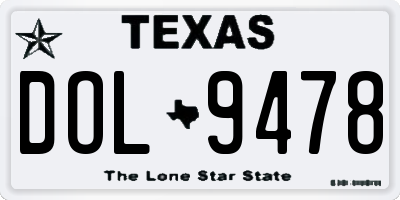 TX license plate DOL9478