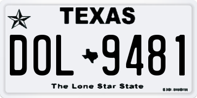 TX license plate DOL9481