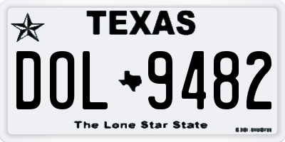 TX license plate DOL9482