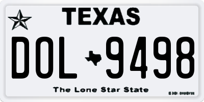 TX license plate DOL9498