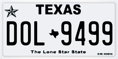 TX license plate DOL9499