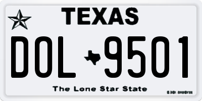 TX license plate DOL9501