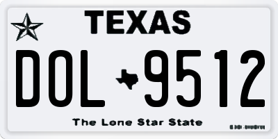 TX license plate DOL9512