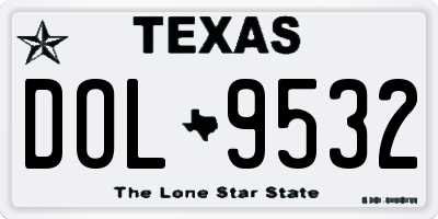 TX license plate DOL9532