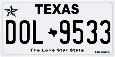 TX license plate DOL9533