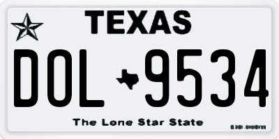 TX license plate DOL9534