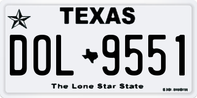 TX license plate DOL9551