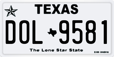 TX license plate DOL9581