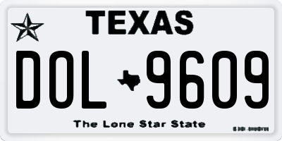 TX license plate DOL9609