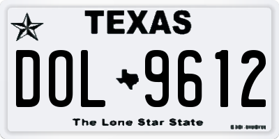 TX license plate DOL9612