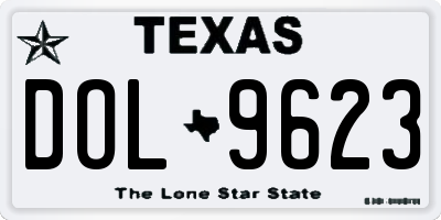 TX license plate DOL9623