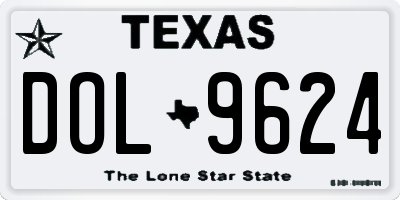 TX license plate DOL9624