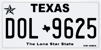 TX license plate DOL9625