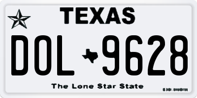 TX license plate DOL9628