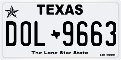 TX license plate DOL9663