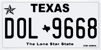 TX license plate DOL9668