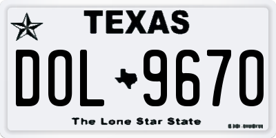 TX license plate DOL9670