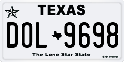TX license plate DOL9698