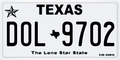 TX license plate DOL9702