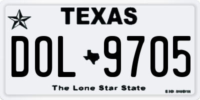 TX license plate DOL9705